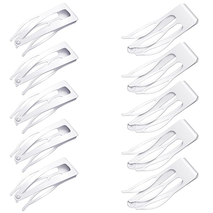 Chinco 24 Pcs Double Grip Hair Clips Metal Snap Clips Women Barrettes for Hair Making, Salon Supplies(White,2 Inch)