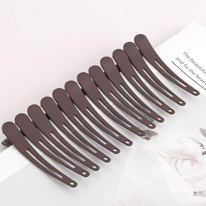 12 PCS YISSION 3.1 Inch Matte Alligator Hair Clips Barrettes, No Crease Duck Billed Clips for Sectioning & Styling Accessories for Women Girls Coffee