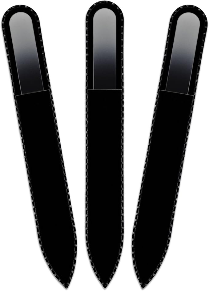 Mont Bleu Rainbow Glass Nail File in Black Pouch - Czech Tempered Glass - Handmade in Bohemia-Czech Republic - Beauty Nail File