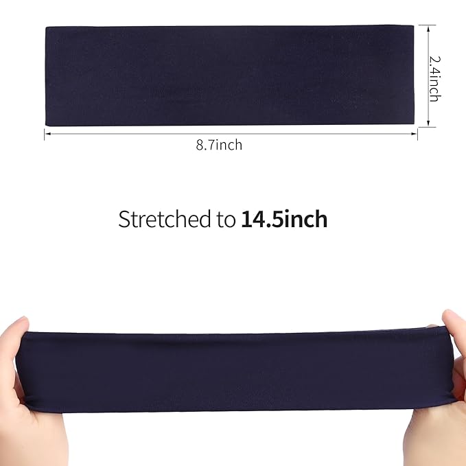 Fishinsea 8 Pack Sport Headbands for Women, Elastic Soft Fabric Non-Slip Hair Bands Hair Warp for Daily Workout Yoga Running Sports, Combo 10