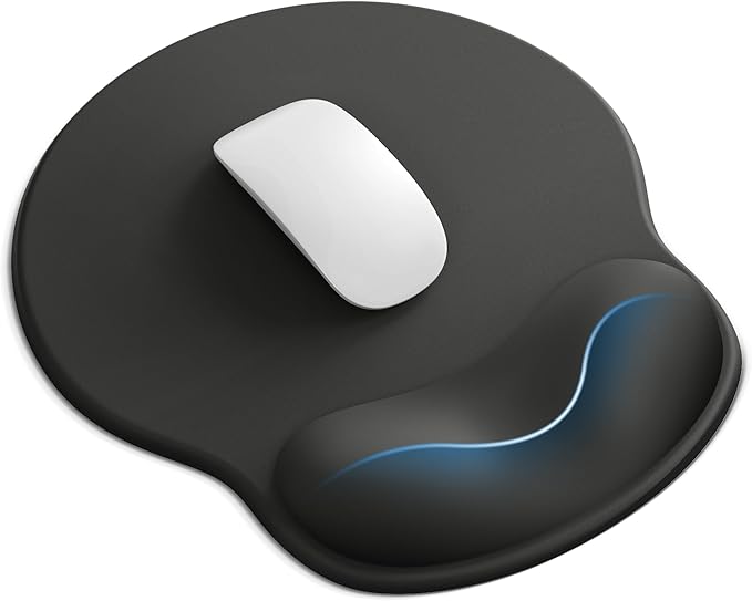 Laborio Mouse Pad with Wrist Rest, Ergonomic Mouse Pads for Desk, Office Non-Slip Large Mousepad with Gel Wrist Support(Black, 10.6''L x 9''W)