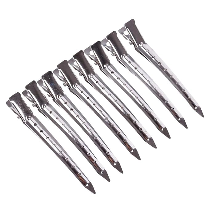 24 Pcs 3.54 Inches Duck Billed Clips Silver Alligator Hair Clips with Holes Metal Alligator Curl Clips for Hair Extensions