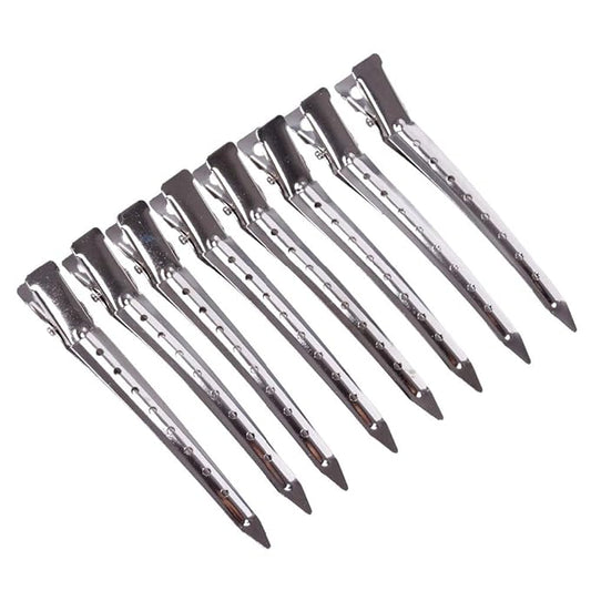 24 Pcs 3.54 Inches Duck Billed Clips Silver Alligator Hair Clips with Holes Metal Alligator Curl Clips for Hair Extensions