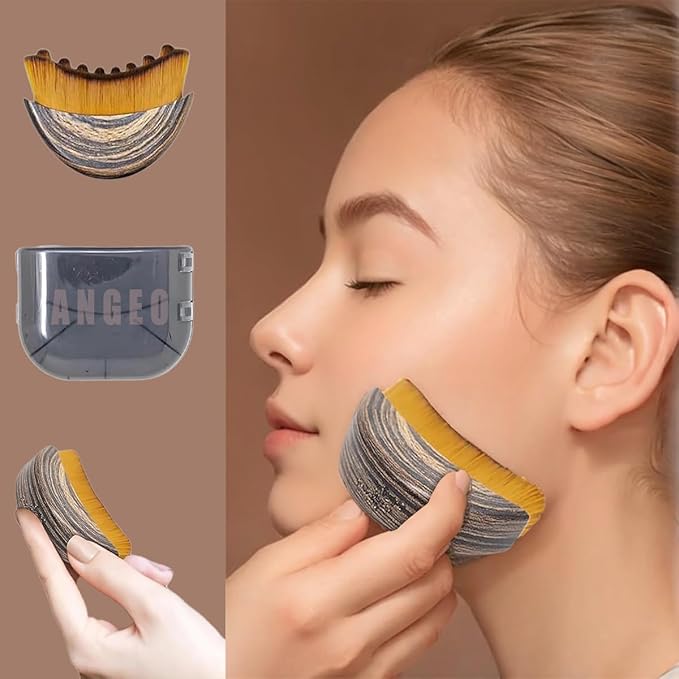 ANGEO Lymphatic Contour Face Brush – Soft Bristle Lymphatic Drainage Massager, Facial Sculpting Tool for Chin & Jawline, Gentle Lymphatic Face Brush for Daily Skincare & Spa Treatments