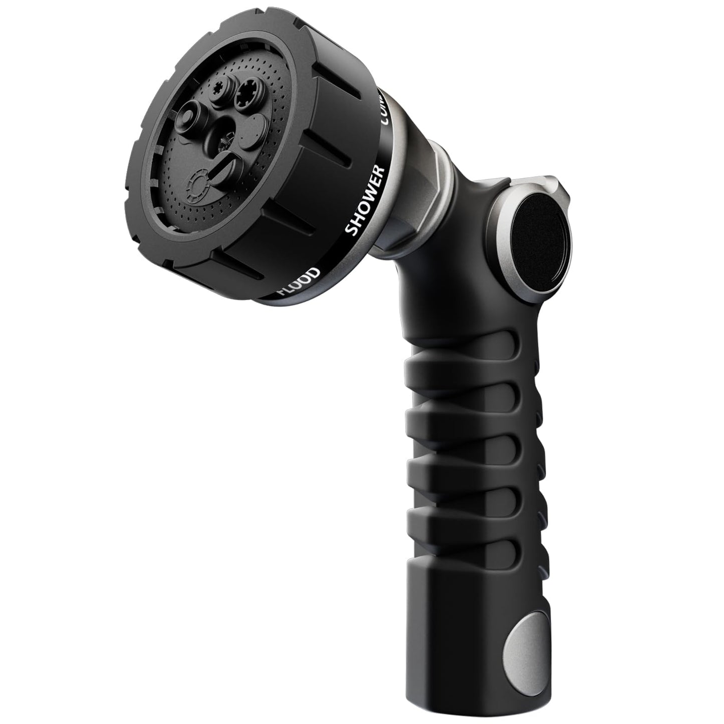 RESTMO Heavy Duty Hose Nozzle, Metal Garden Water Hose Sprayer with 7 Watering Patterns, Thumb Control, On Off Valve, High Pressure Nozzle Sprayer for Watering Plants, Car and Pet Washing, Silver