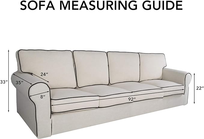 PureFit Super Stretch 4 Seater Sofa Slipcover – Spandex Non Slip Soft Couch Sofa Cover, Washable Furniture Protector with Non Skid Foam and Elastic Bottom for Kids, Pets （XX Large, White）