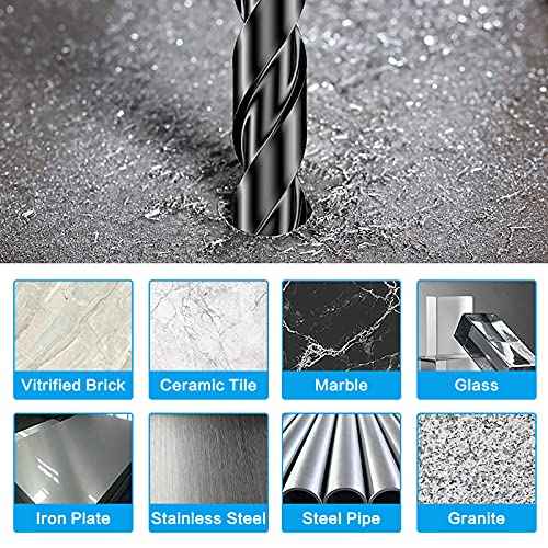 10-Piece Masonry Drill Bits Kit for Concrete, Stone, Carbide Drill Bit Set for Glass, Brick, Tile, Plastic, Ceramic and Wood Size 5/32 to 1/2 inch