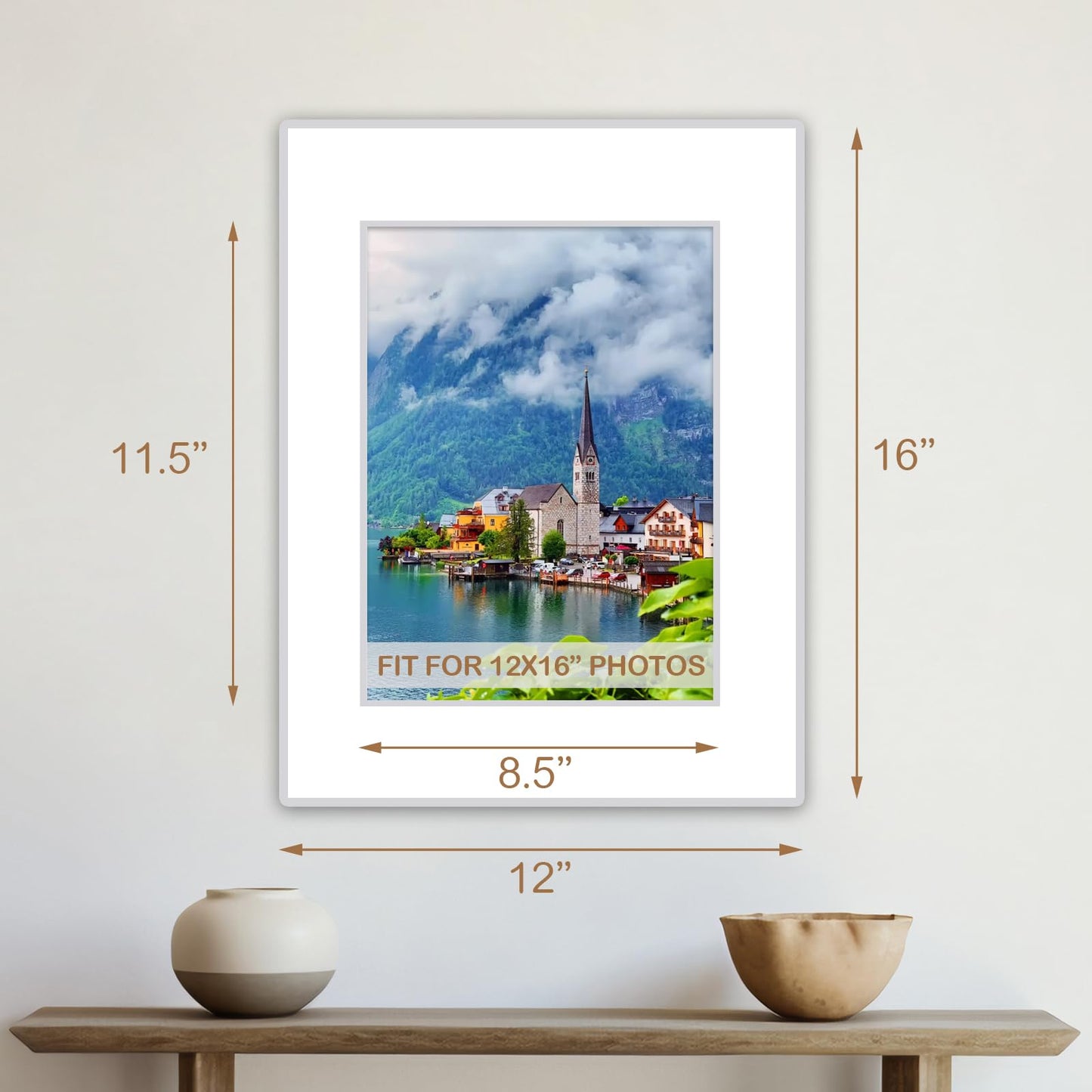 Prudiut 15 Pack 12x16 White Picture Mats, Frame Mattes for 9x12 Pictures Display Photo Frame Mat Core Bevel Cut Mat Board Show Kit for Photos, Prints, Artworks
