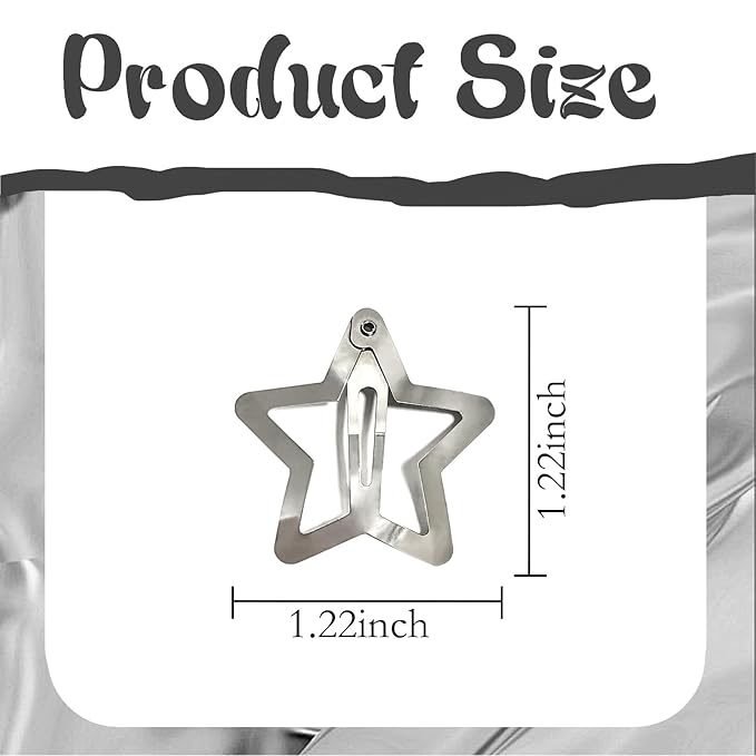 50Pcs Star Metal Hair Clips and Barrettes for Girls Women, Non-Slip Silver Hair Accessories