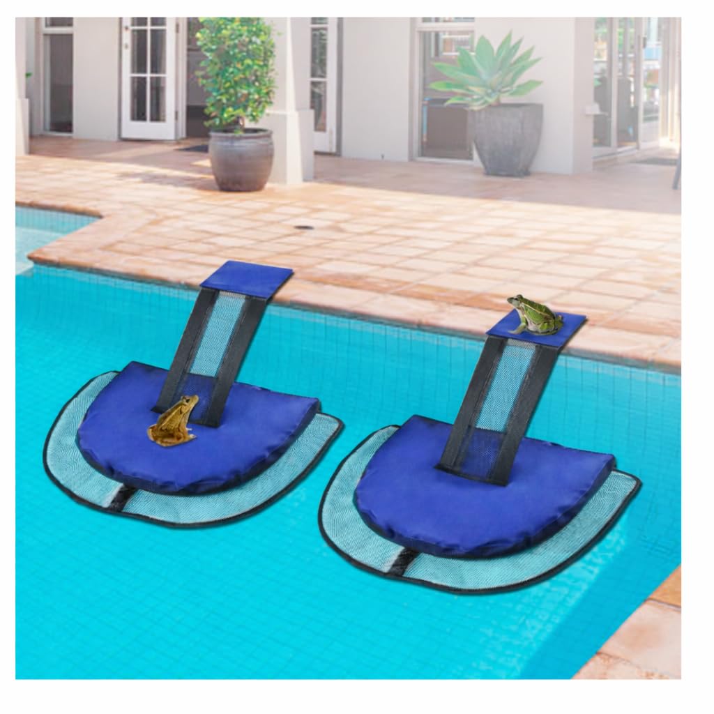 Fabflame 2 Pack Animal Saving Escape Ramp for Pools and Spas, Frog and Animals Saver for the Pool, Critter Escape Device for Small Animals Entering the Pool, Floating Ramp Rescues (2, Dark Blue)