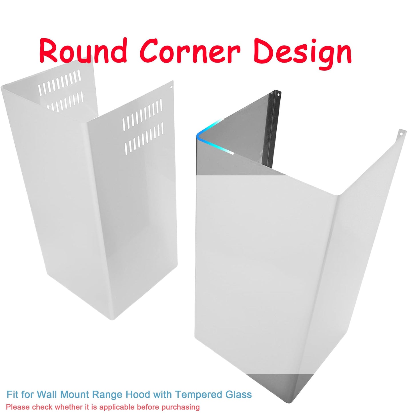 Wall Mount Range Hood Extension Duct Stainless Steel Adjustable Pipe Mount Brackets Included Rust Resistant Easy Clean up to 9 ft.