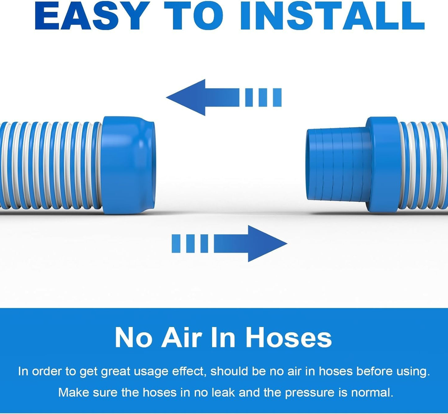 Poolvio Pool Vacuum Hose 40 Feet (12 x 40 Inch), 1.5 Inch Cuffs, Compatible with Most Inground Pool Automatic Cleaners, Blue