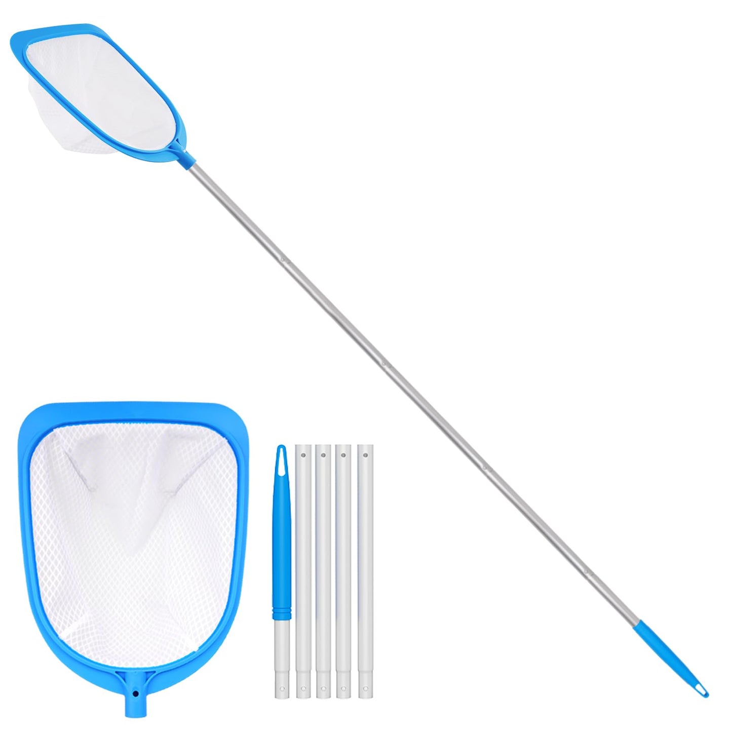 TidyMister 62'' Long Hot Tub Skimmer for Spa, Handy Pool Skimmer Net with Ultra Fine Diamond Netting Mesh for Small Pools, Hanging Hole Easy to Store