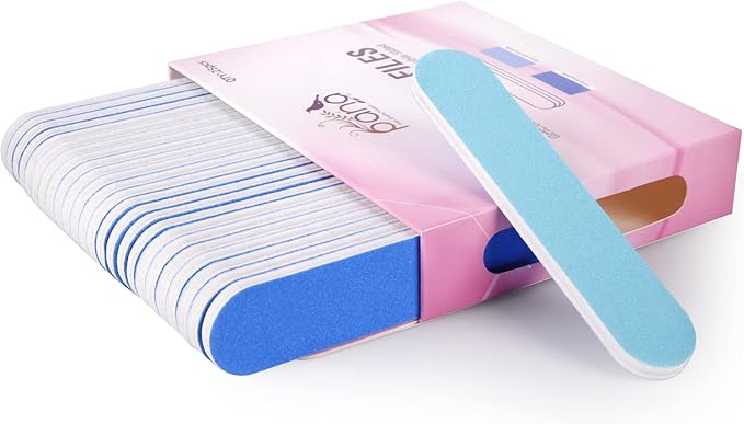 25PCS Mini Size PANA Professional Double Sided Nail Files - Blue, 180/180 Grit - Emery Board Nail Buffering File Manicure Pedicure Nail Polisher Washable