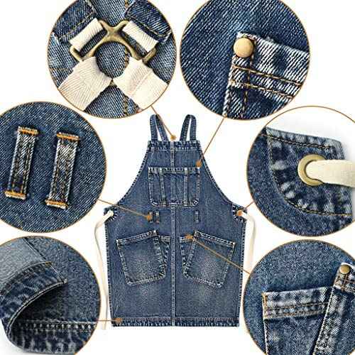Jeanerlor Work Jean Apron for Women and Men Adjustable S-XXL (Denim Blue)