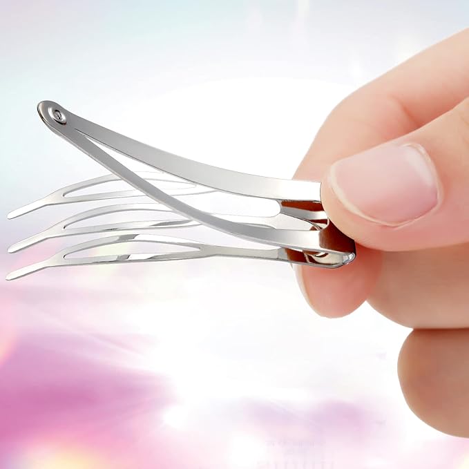 Chinco 24 Pcs Double Grip Hair Clips Metal Snap Clips Women Barrettes for Hair Making, Salon Supplies(Silver,2 Inch)