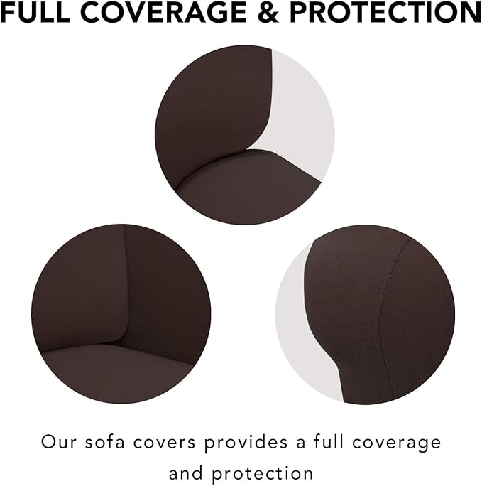 PureFit Super Stretch 4 Seater Sofa Slipcover – Spandex Non Slip Soft Couch Sofa Cover, Washable Furniture Protector with Non Skid Foam and Elastic Bottom for Kids, Pets （XX Large, Chocolate）