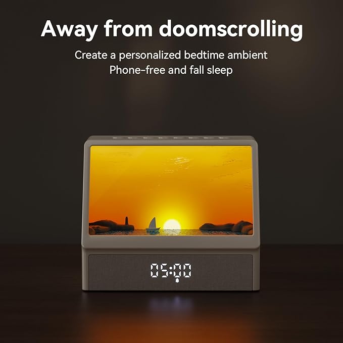 Sunrise Alarm Clock with Sound Machine for Bedrooms Heavy Sleepers,Smart Wake Up Light Sunrise Alarm Clock White Noise Machine for Adults Kids (Milk White)