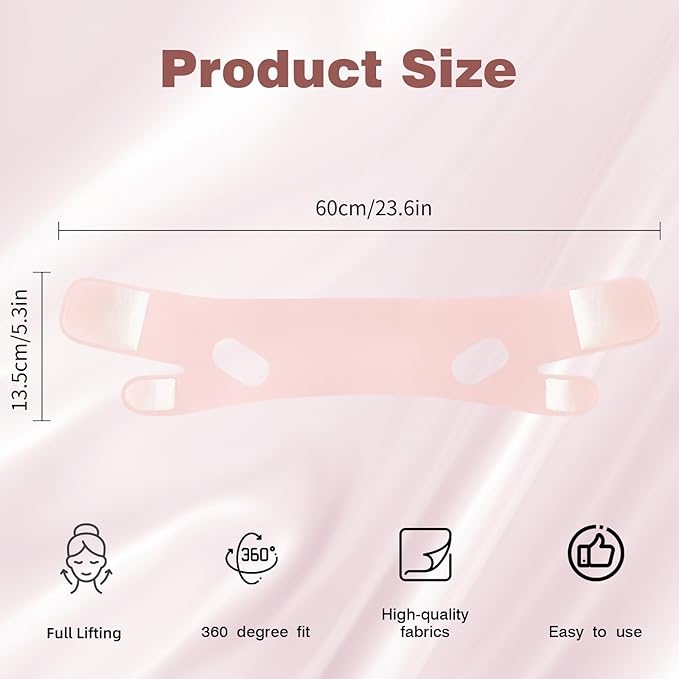 Juskaa Chin Strap for Sleeping,Adjustable Chin Strap,Jaw Strap,Jawline Shaper,V Line Lifting Mask,Pink,M