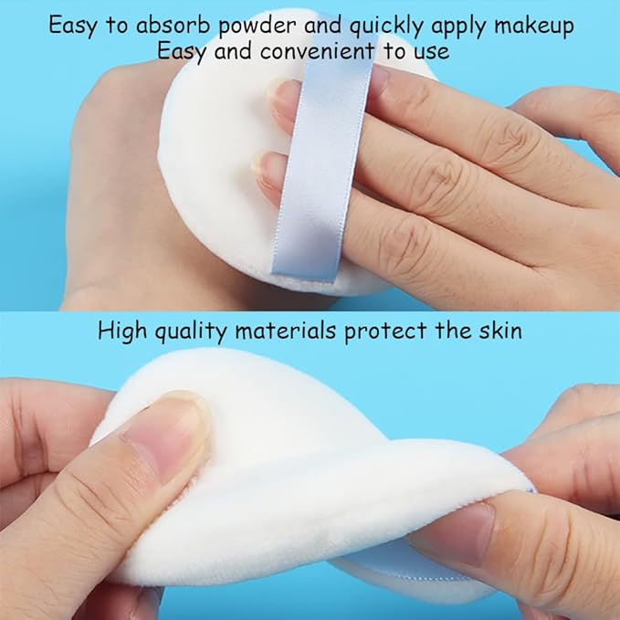 Ultra Soft Powder Puff and Container 3.3" High Density Velvet Dusting Washable Reusable Powder Puff,Body Powder Puff and Glass Jar Holder Loose Powder Box with Puff for Face Makeup(Olive Greenr)