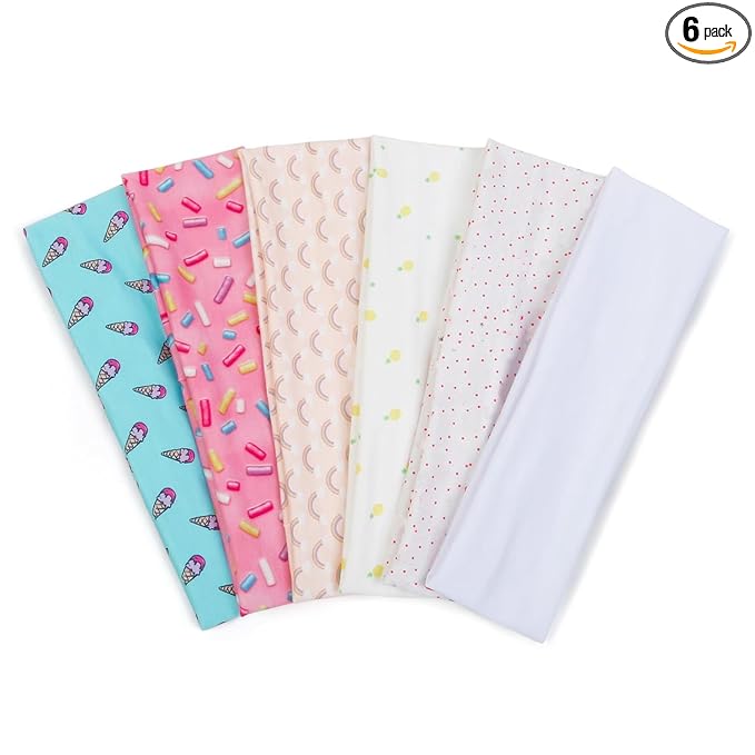 TERSE Fashion Headbands for Short Hair Non-Slip Elastic Floral Hairbands, Soft Fabric 2 Inches Thick Cute Head Accessories for Women and Girls