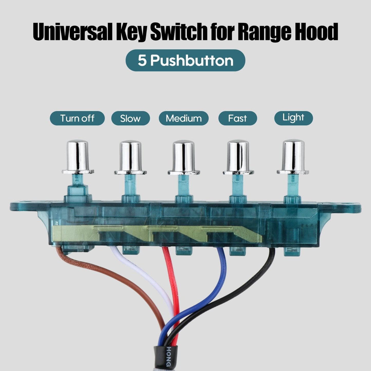 Range Hood Switch,Range Hood Pushbutton Switch,5 Button for Parts,Key Board Switch for Kitchen appliances