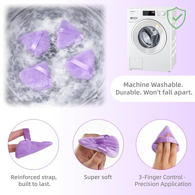 20 Pcs Makeup Sponges Set Beauty Blender Triangle Puffs Mini Sponge Spa Headband & Wristband Remover Pad Cosmetic Applicator for Powder Foundation Liquid Cream Multi - Functions Kit (Purple)