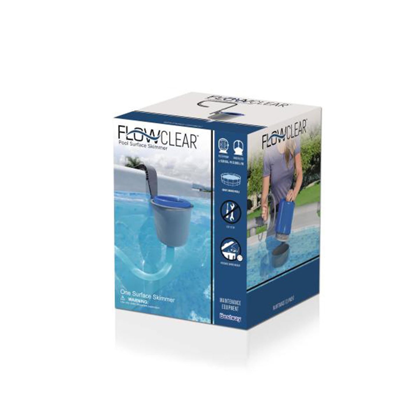 Bestway Flowclear Pool Wall Mounted Automatic Pool Surface Skimmer for Above Ground Pools with 530 Gallon and Above Filter Pumps, White/Blue