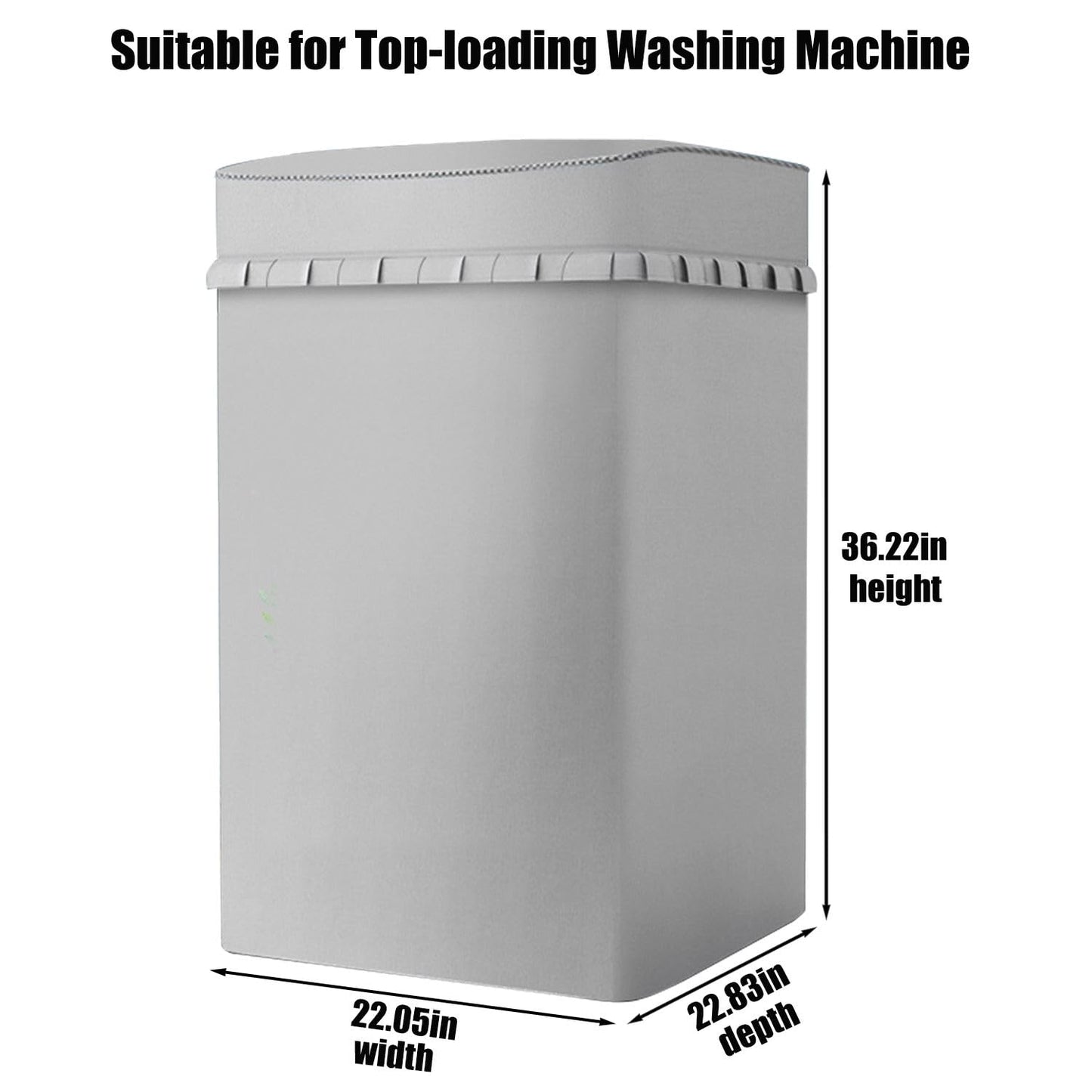 Top Load Washing Machine Cover Waterproof Washer Dryer Cover with Zipper Dustproof Outdoor Full-Automatic Washer Protector Case Laundry Cover 22x22.8x36.2inch (Silver)