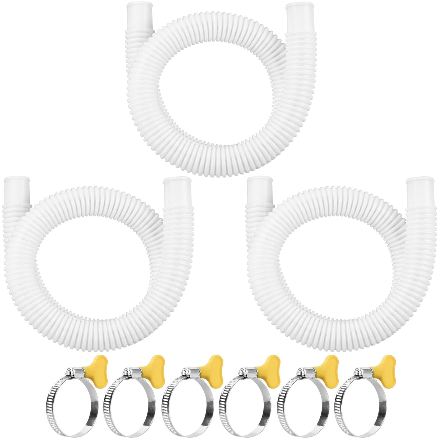 JEKIVEY Pool Hose for Above Ground Pools, 3 Packs 1.25" Diameter Pool Pump Replacement Hose 41 Inches Length Swimming Pool Hose with 6 Pcs Hose Clamps