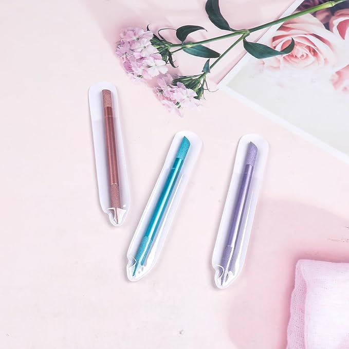 3Pcs Glass Cuticle Pusher, heemeei Dual-Ended Manicure Stick, Crystal Cuticle Pusher Glass File, Professional Precision Filing Cuticle Remover, Manicure Pedicure Tools for Nails and Cuticles Care