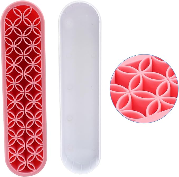 Pink Silica gel Makeup Brush Holder Box Multi-Purpose Silica gel Make Up Brush Storage Stand Rectangle Multipurpose Painting Pen Holder for Brushes,Art Craft and Painting Brushes
