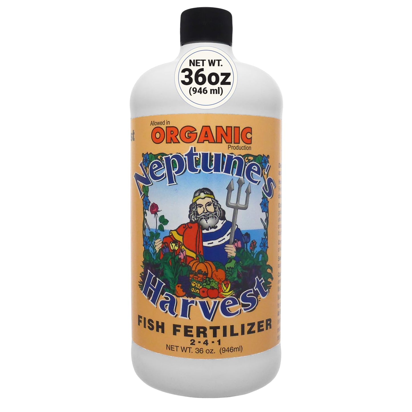 Neptune's Harvest Fish Fertilizer (2-4-1) - Organic Liquid Plant Fertilizer - Fish Hydrolysate for Vegetables, Flowers, Fruit, Trees, Grass - Indoor and Outdoor Plant Food (Quart)