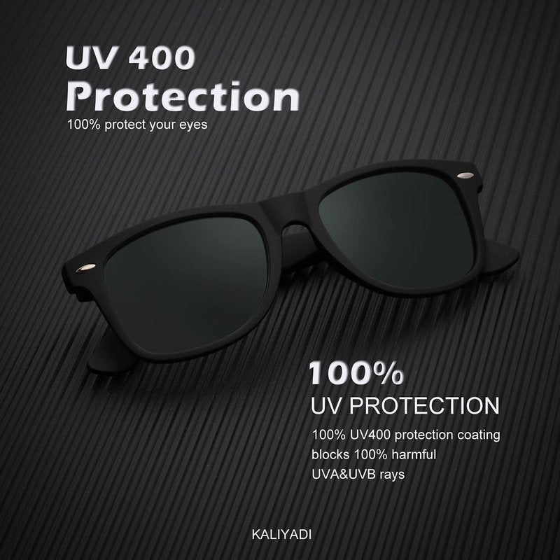 KALIYADI Sunglasses Men Polarized Sunglasses for Mens and Womens, Unisex Sun Glasses for Driving and Fishing, Retro Sunglasses UV Protection (Black/G15/Brown)