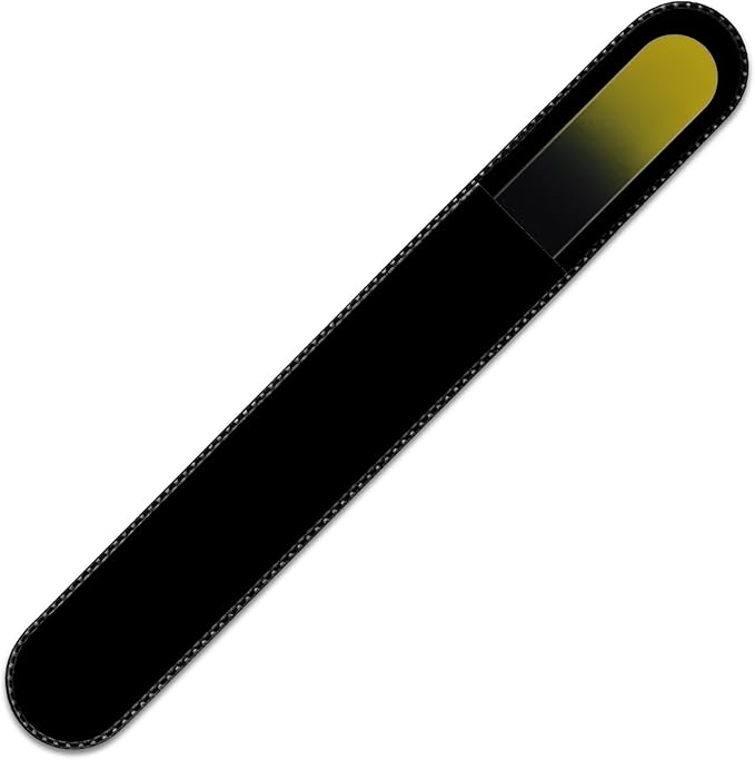 Mont Bleu Rainbow Crystal Nail File in Black Pouch - Large/Professional Size - Czech Tempered Glass - Handmade in Bohemia (Czech Republic)