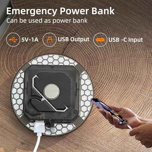 LED Camping Lantern, USB-C Rechargeable 5000LM 20H Runtime, 4 Modes with SOS, IPX5 Waterproof, Magnetic Base & Foldable Hook for Outdoor, Tent, Emergency & Hurricane