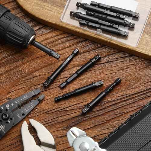 Bates- Impact Adapter Square Socket Set, 10 pcs, 1/4" Square Tip, Drill Socket Adapter Set, Hex Impact Socket Adapter Set, Socket Adapter for Drill, Impact Driver Socket Adapter, Impact Driver Bits