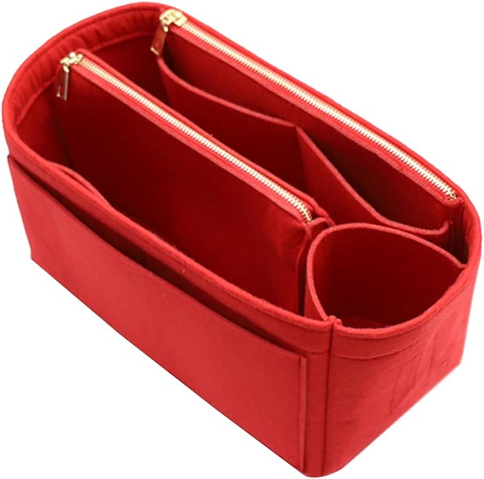 LEXSION Felt Purse Bag Organizer Insert with zipper Bag Tote Shaper Fit Speedy Neverful PM MM