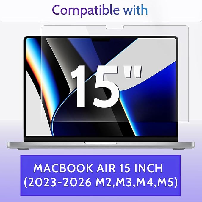 Peslv 3-Pack Anti Blue Light Screen Protector for MacBook Air 15 Inch(2023-2026, M2 M3 M4 M5)-A3448 A3241 A3114 A2941, 15.3" Mac Laptop Glare Filter Uv Blocker Shield Cover Eye Protection Film