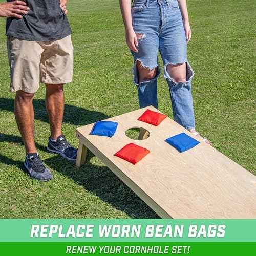 GoSports Official Regulation Cornhole Bean Bags Set of 8 ? for Fun Casual Cornhole Games - All Weather - American Stars and Stripes or Red and Blue