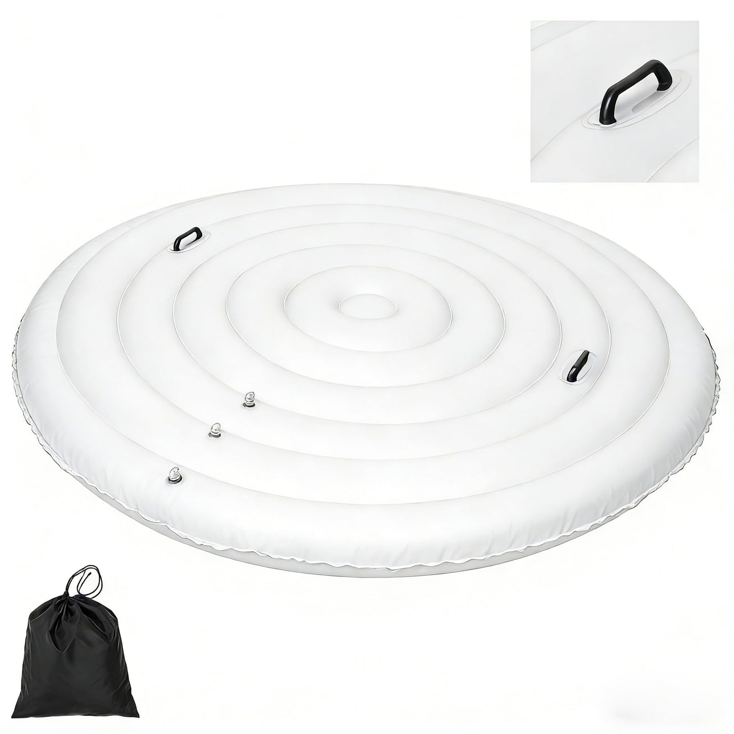 Inflatable Hot Tub Cover Round Replacement All Saluspa Intex Spa Covers Insert One Size Fits All Insulated Thermal Energy Saving Hot Tub Lid Replacement Used for Rain-Proof Snow-Proof （with Handle）