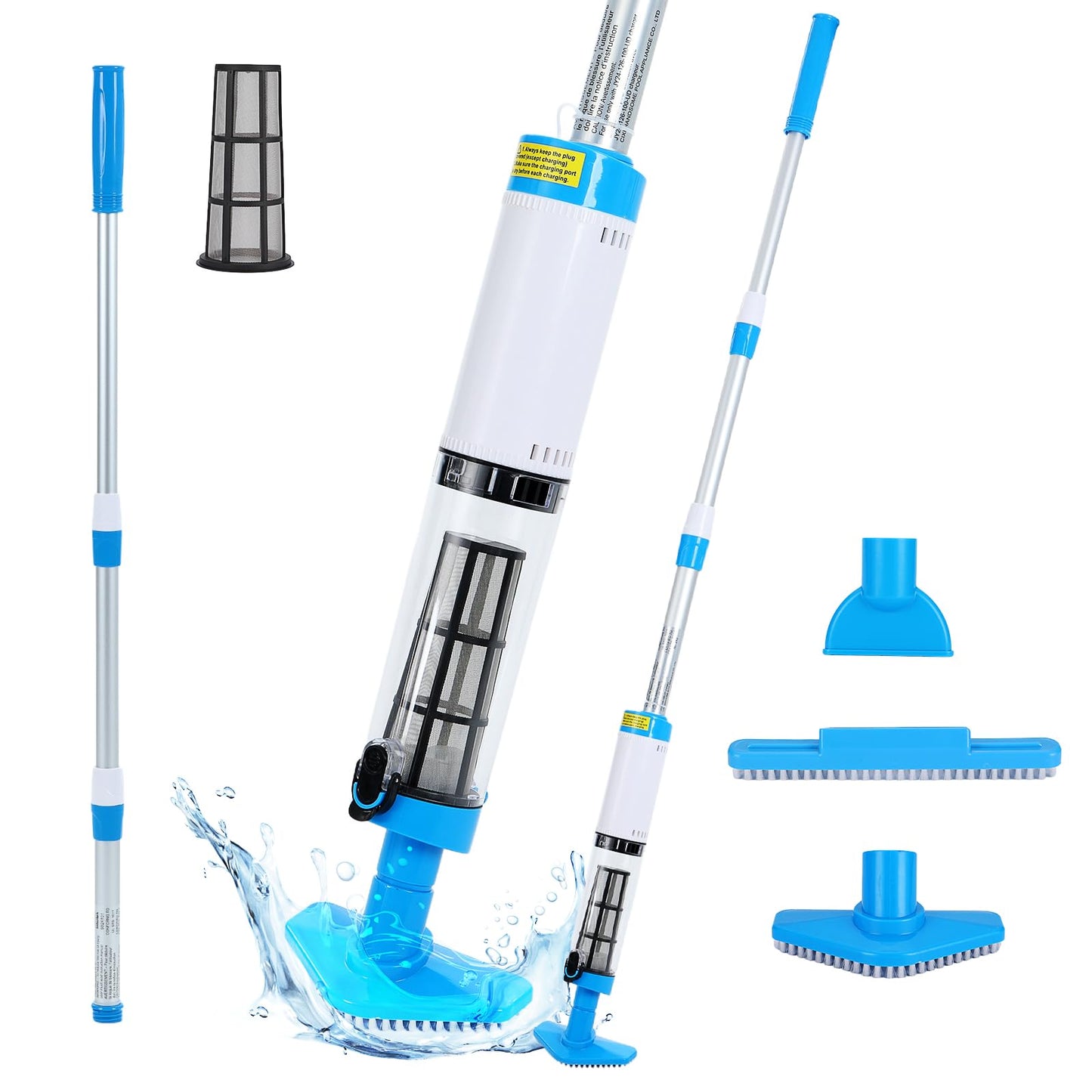 4 in 1 Cordless Rechargeable Small Pool Vacuum spa hot tub 90 Mins Running Time, 12 Gallons/Min Powerful Suction