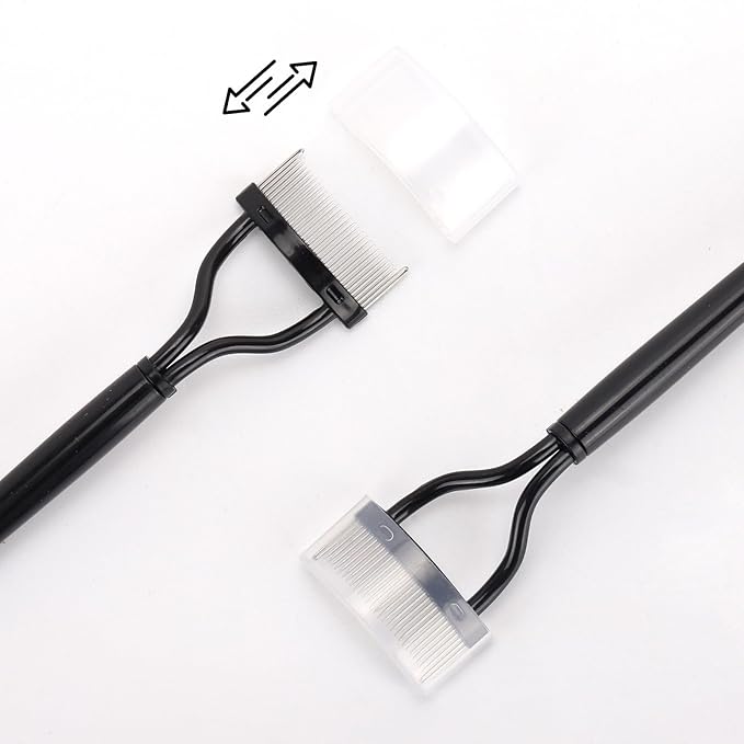 2 Pcs Eyelash Separator Tool Mascara Brushes Eyelash Comb Separator Definer Lash Comb for Combing, Separating Lashes - Black