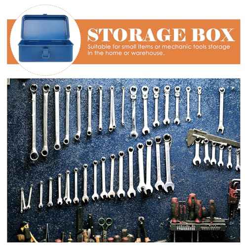 DOITOOL Small Tool Box - Metallic Tool Storage Case with Organizer for Car/Home Tools, Nails & Pins