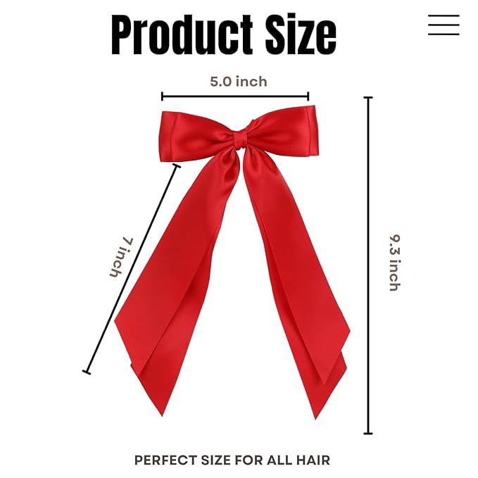LuSeren 2 PCS Double Layer Hair Bows Red and Black Hair Ribbon Clips Ponytail Holder Accessories for Women Girls Toddlers Teens Kids
