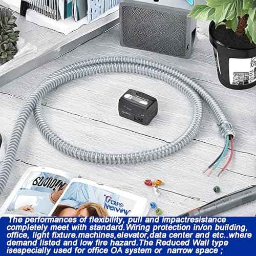 (1/2" Dia * 50 Feet) Yariwiz Flexible Steel Electrical Conduit Liquid Tight Steel Conduit Kit with 5 PCS Coupling, 3 PCS Elbow and 10 PCS Strap, Flex Liquidtight S-LCCK-0.5-50FT-KIT