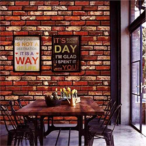MelunMer Red Brick Peel and Stick Wallpaper 17.7¡±¡¿118¡± Self Adhesive Removable Wallpaper Red Faux Brick Contact Paper Waterproof Decorative Easily to Install Contact Paper for Kitchen Backsplash