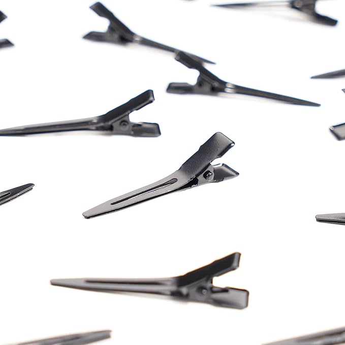 Qearl 120 PCS 1.77" Single Prong Curl Clips Black Curl Pins Duckbill Clips Metal Alligator Clips for Hair Extensions Styling (Black)