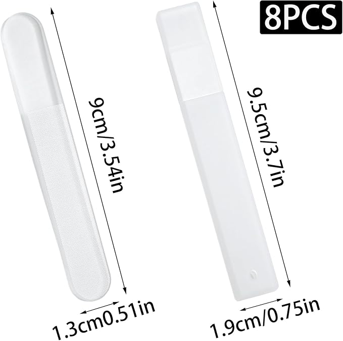 Pine & Linen 8 Pcs Nano Nail File, Glass Fingernail Polisher Shiner Glass Nails Buffers, Crystal Nail Files for Nails/Women（Style-2）