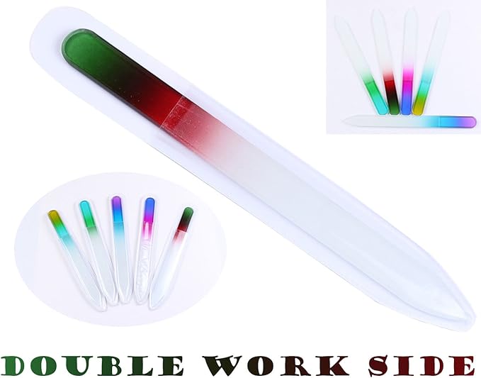 Finger Angel 5Pcs Double Sided Crystal Czech Glass Nail File Mix Colors Nail Buffer